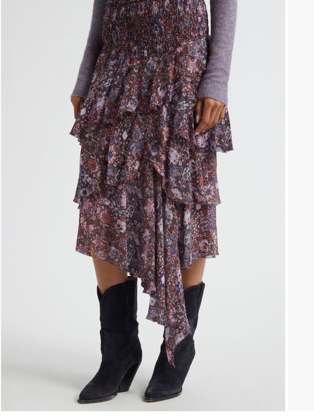 Etoile Isabel Marant Brigette Smocked Ruffle Skirt - Picture 2 of 8